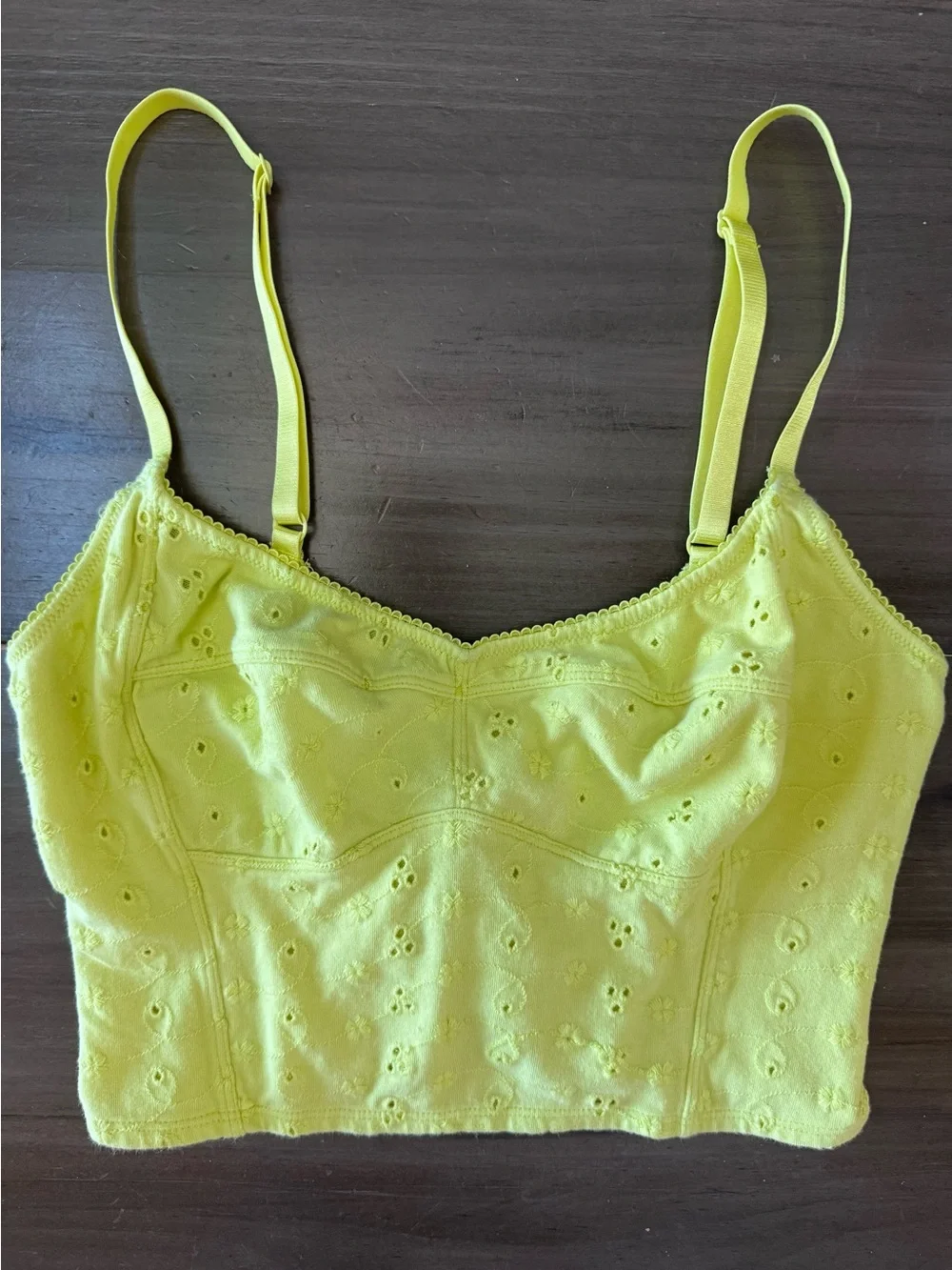 Free People Eyelet Cropped Cami Women’s M Butter Yellow